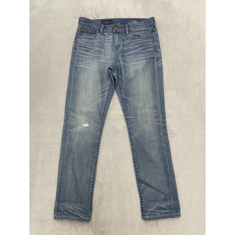 J.Crew Jeans Women's Size 26 Slim Broken In Boyfriend Blue Distressed Denim